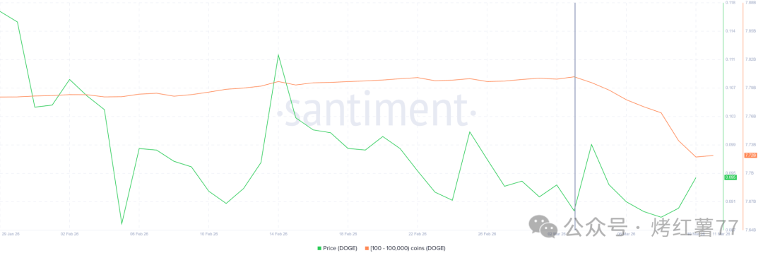 狗狗币价格预测:散户撤离、长持者动摇,DOGE能否突破0.103美元的阻力位?